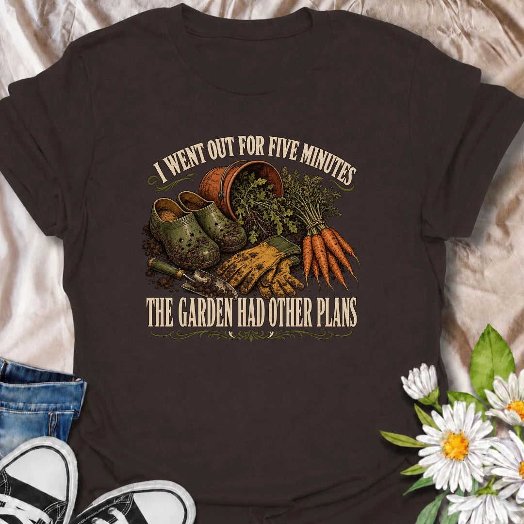 This funny gardening T-shirt celebrates ambitious planting plans that quickly get out of hand. Perfect for vegetable gardeners, raised-bed growers, and overplanters.