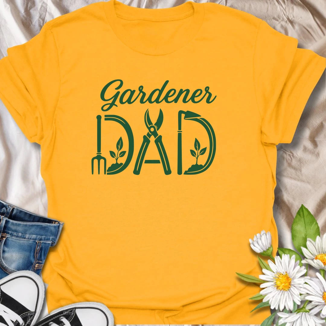 Gardener Dad t-shirt for dads who would rather be outside planting, pruning, watering, or checking on the garden.
The bold text design has a simple, clean look with a subtle garden tool detail inside the lettering.
It is perfect for gardening dads, plant-loving fathers, backyard growers, and men who take pride in their garden.
A thoughtful gift for Father’s Day, birthdays, or any dad who spends his happiest hours in the dirt.