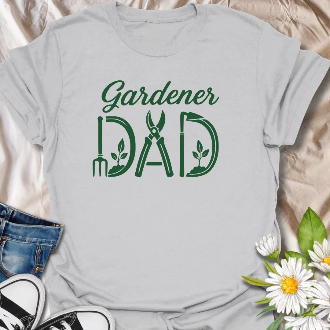 Gardener Dad t-shirt for dads who would rather be outside planting, pruning, watering, or checking on the garden.
The bold text design has a simple, clean look with a subtle garden tool detail inside the lettering.
It is perfect for gardening dads, plant-loving fathers, backyard growers, and men who take pride in their garden.
A thoughtful gift for Father’s Day, birthdays, or any dad who spends his happiest hours in the dirt.