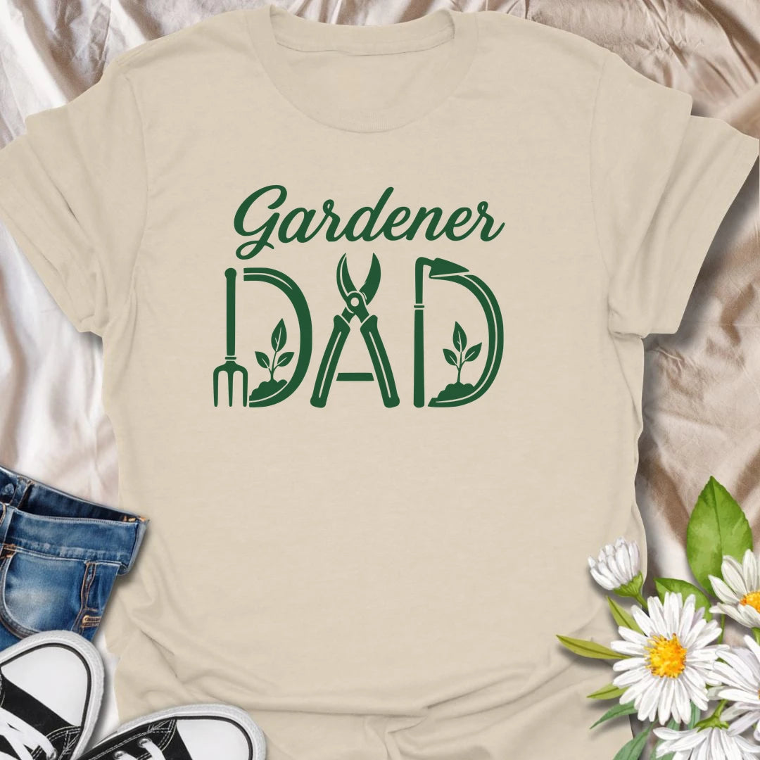 Gardener Dad t-shirt for dads who would rather be outside planting, pruning, watering, or checking on the garden.
The bold text design has a simple, clean look with a subtle garden tool detail inside the lettering.
It is perfect for gardening dads, plant-loving fathers, backyard growers, and men who take pride in their garden.
A thoughtful gift for Father’s Day, birthdays, or any dad who spends his happiest hours in the dirt.
