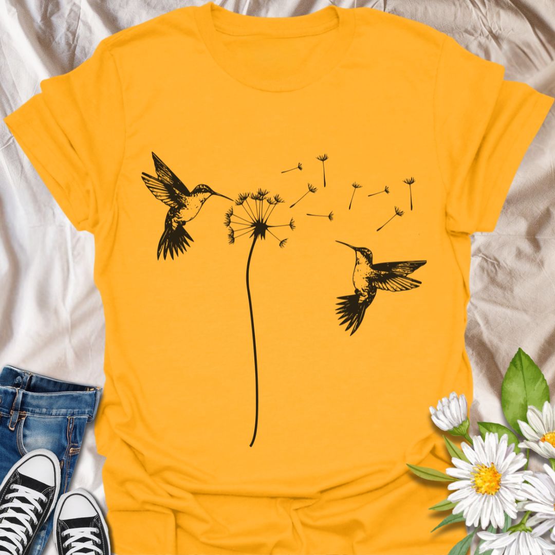 Capture the beauty of nature with this elegant design featuring hummingbirds and dandelion seeds drifting on the breeze. A perfect gift for bird lovers, gardeners, and anyone who loves peaceful, nature-inspired art.
