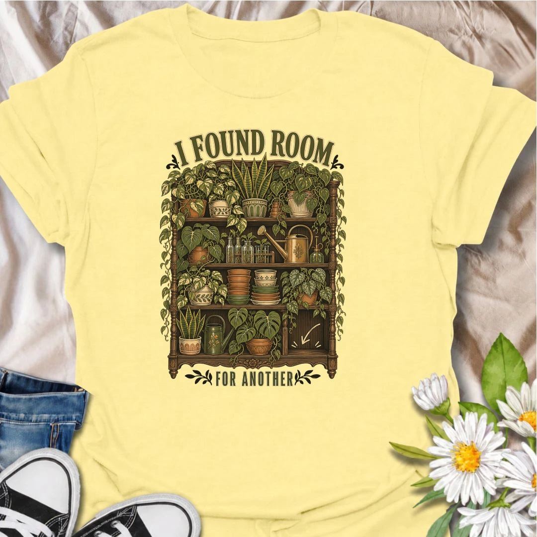 A detailed houseplant T-shirt for collectors who can always uncover one more empty spot. Perfect for indoor jungle lovers and proud plant maximalists.