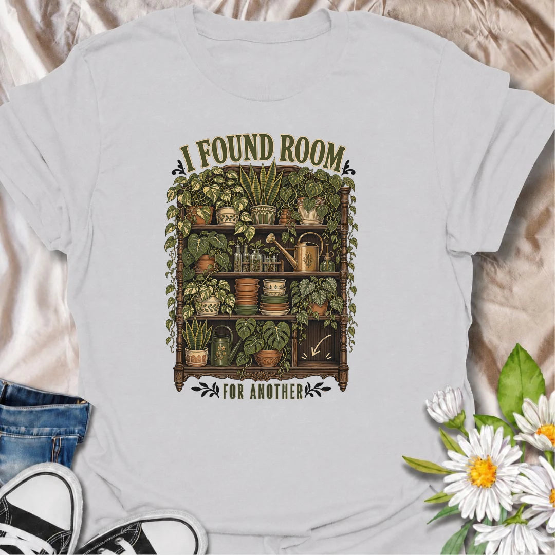 A detailed houseplant T-shirt for collectors who can always uncover one more empty spot. Perfect for indoor jungle lovers and proud plant maximalists.