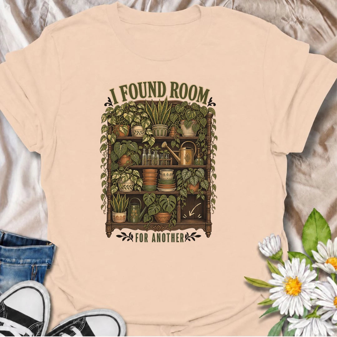 A detailed houseplant T-shirt for collectors who can always uncover one more empty spot. Perfect for indoor jungle lovers and proud plant maximalists.