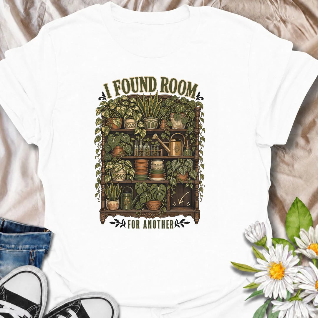A detailed houseplant T-shirt for collectors who can always uncover one more empty spot. Perfect for indoor jungle lovers and proud plant maximalists.