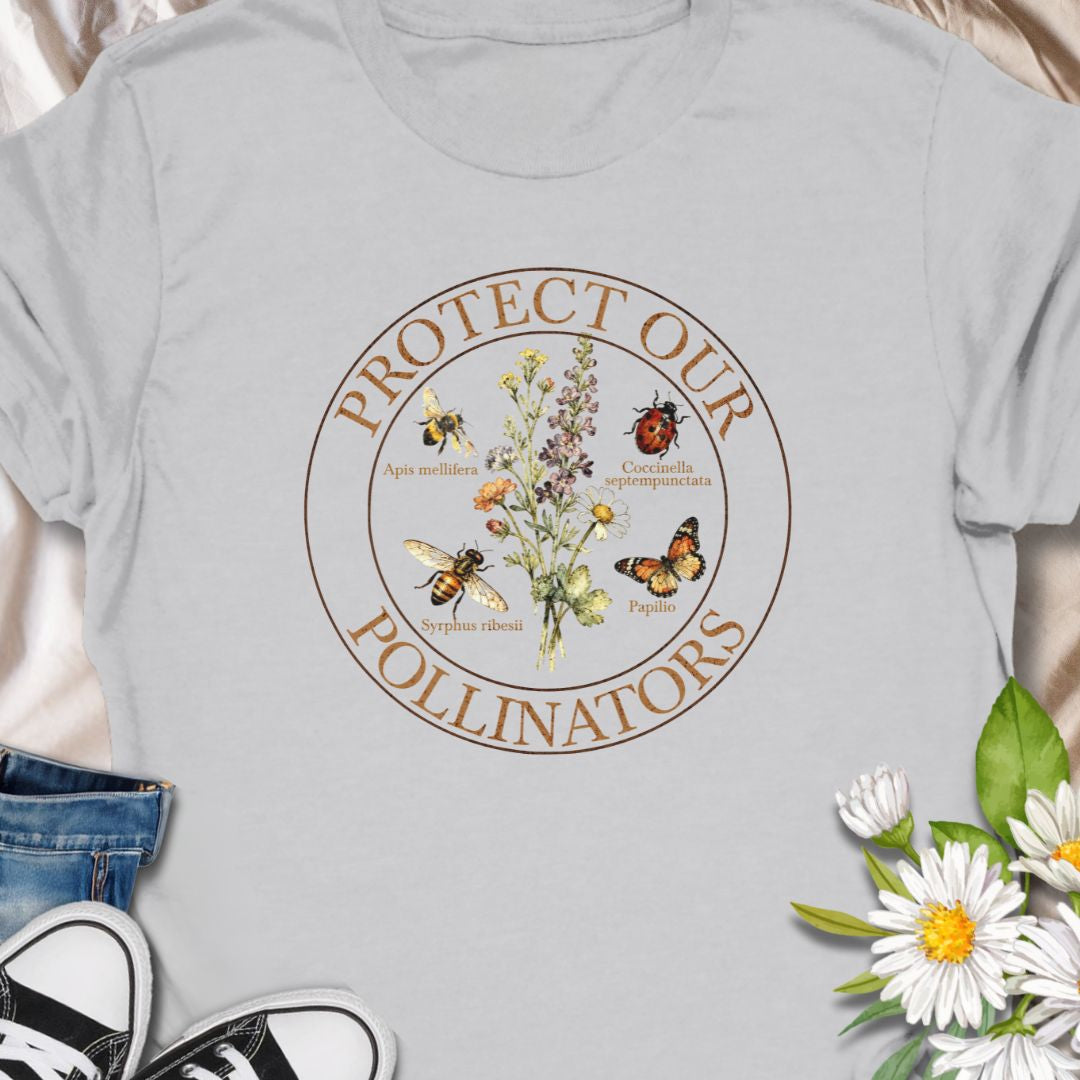 Celebrate the vital role of bees, butterflies, and other pollinators with this beautifully illustrated “Protect Our Pollinators” t-shirt. A meaningful gift for gardeners, nature lovers, and environmental advocates who want to raise awareness in style.