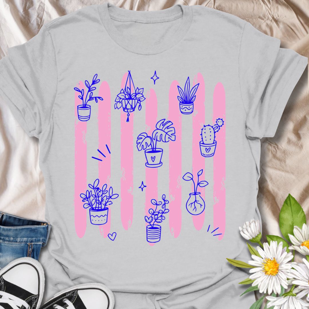 Colorful Plant Doodles T-Shirt