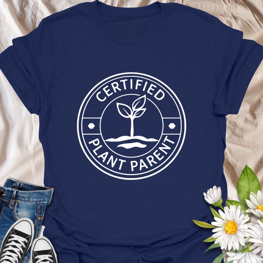 Show off your plant-loving pride with this “Certified Plant Parent” t-shirt, featuring a clean, minimalist badge-style design. Perfect for gardeners, houseplant enthusiasts, or green thumb gurus, this comfy tee makes a thoughtful gift for any plant lover who treats their foliage like family.