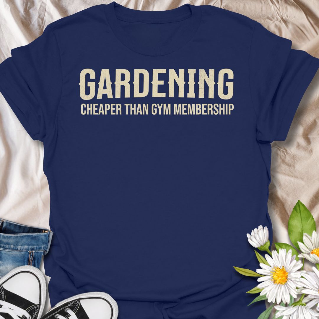 This Gardening Cheaper Than Gym Membership t-shirt is made for gardeners who know digging, planting, weeding, and hauling soil absolutely counts as a workout. Featuring bold cream typography on a clean text-only layout, this design has a funny, easy-to-wear garden-humor feel. Perfect for gardeners, plant lovers, backyard growers, vegetable gardeners, flower fans, and anyone who gets their exercise in the garden.