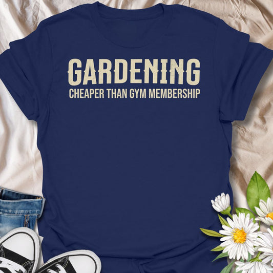 This Gardening Cheaper Than Gym Membership t-shirt is made for gardeners who know digging, planting, weeding, and hauling soil absolutely counts as a workout. Featuring bold cream typography on a clean text-only layout, this design has a funny, easy-to-wear garden-humor feel. Perfect for gardeners, plant lovers, backyard growers, vegetable gardeners, flower fans, and anyone who gets their exercise in the garden.