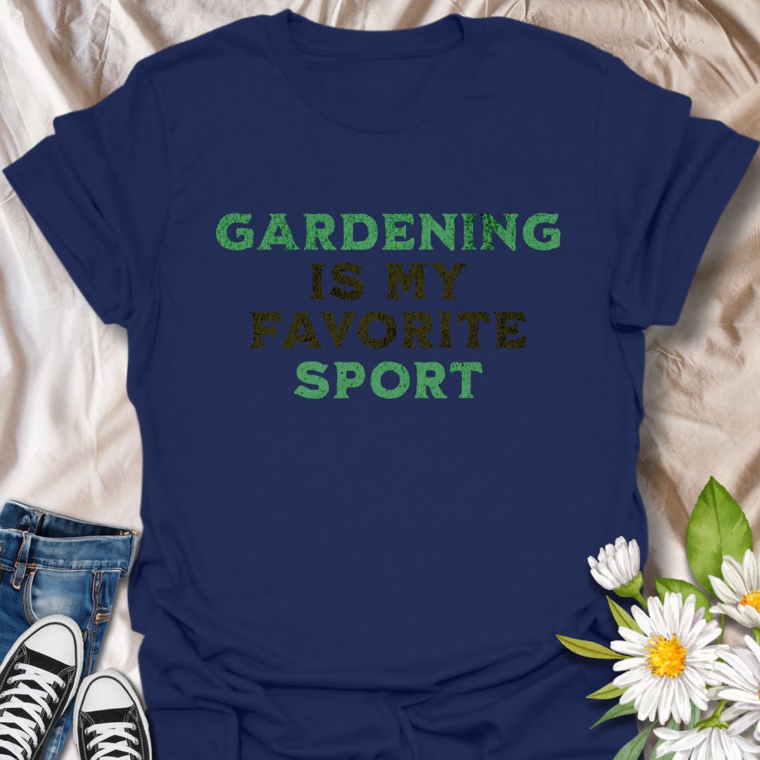 Show off your love for gardening with this fun graphic t-shirt featuring the phrase "Gardening Is My Favorite Sport." Perfect for plant parents, backyard gardeners, and anyone who finds joy and passion in tending to their plants.