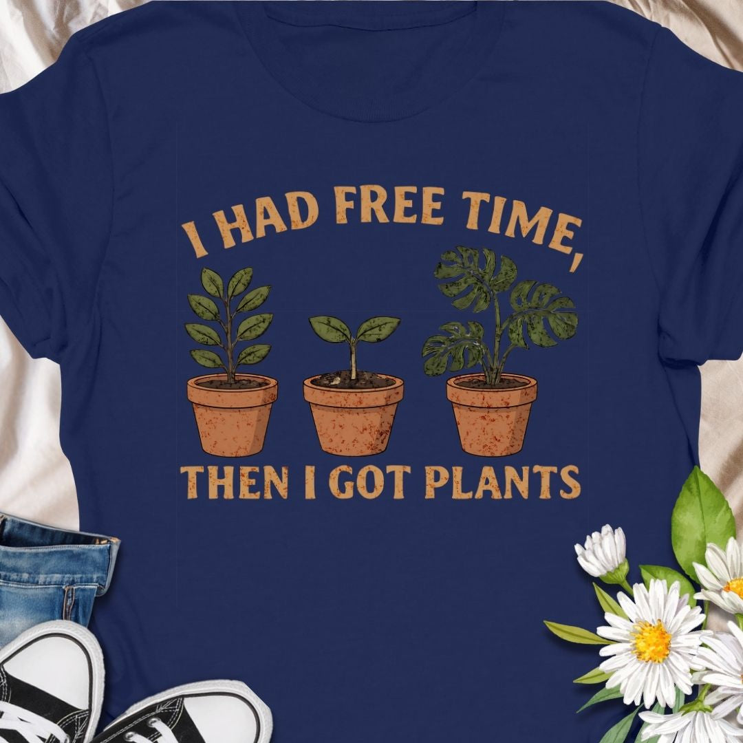 This funny “I Had Free Time, Then I Got Plants” t-shirt is perfect for busy plant parents who happily traded free time for watering schedules and repotting days. A cute houseplant graphic makes it a great gift for gardeners, indoor plant lovers and crazy plant people who can’t stop expanding their jungle.