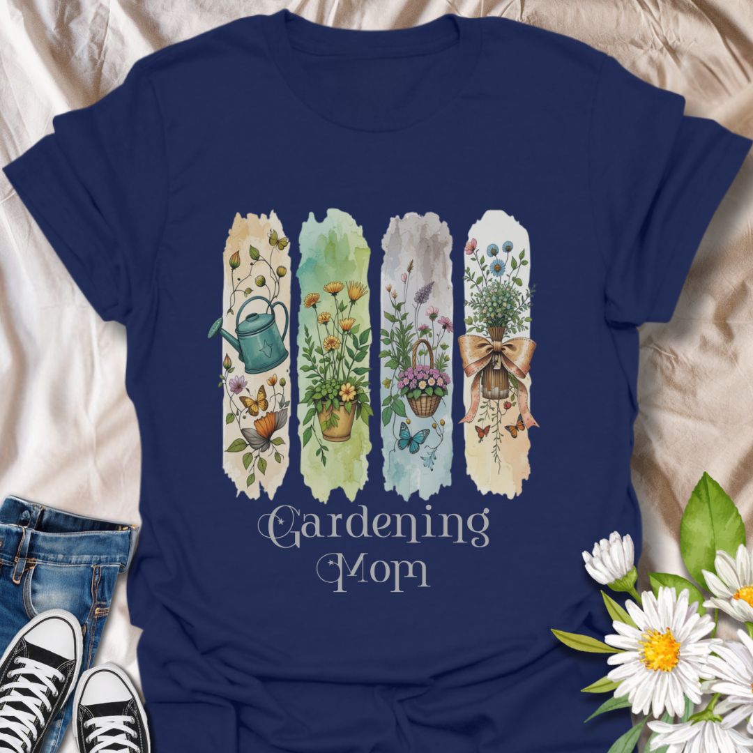 gardening mom shirt, plant mom gift, wildflower t-shirt, floral watercolor design, butterfly and flowers, garden lover tee, cottagecore fashion, mother’s day gift, nature inspired apparel