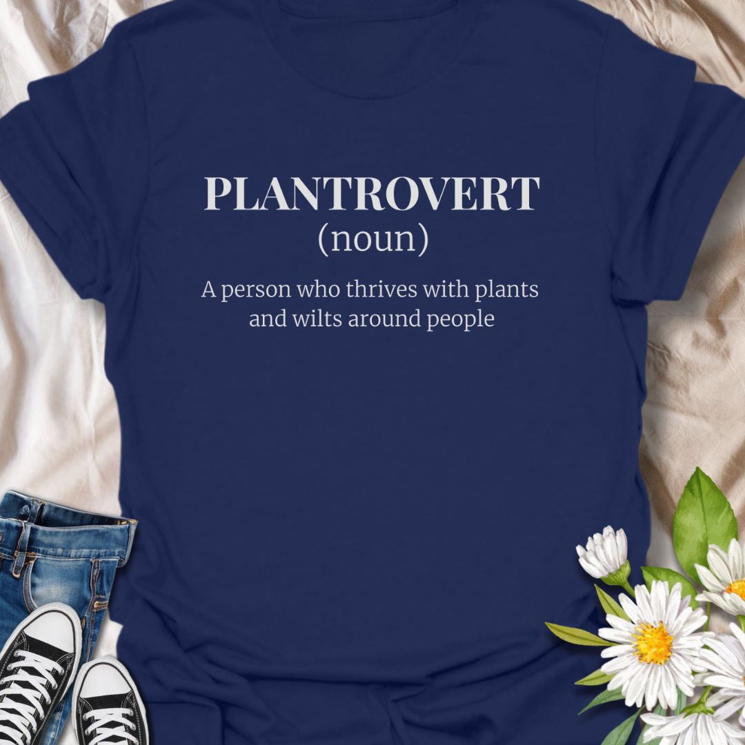 Celebrate your love for plants and introverted peace with this witty “Plantrovert” definition t-shirt. Ideal for plant parents, indoor gardeners, and quiet souls who bloom in solitude. A perfect gift for plant lovers with a sense of humor and a preference for green over gossip.
