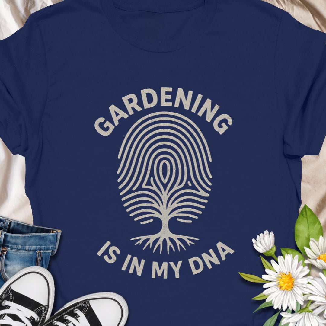 Celebrate your green thumb with this “Gardening Is in My DNA” t-shirt, featuring a unique fingerprint tree design. Perfect for plant lovers, garden enthusiasts, and horticulture fans who feel a deep-rooted connection to the soil. A great gift for gardeners and nature lovers alike.
