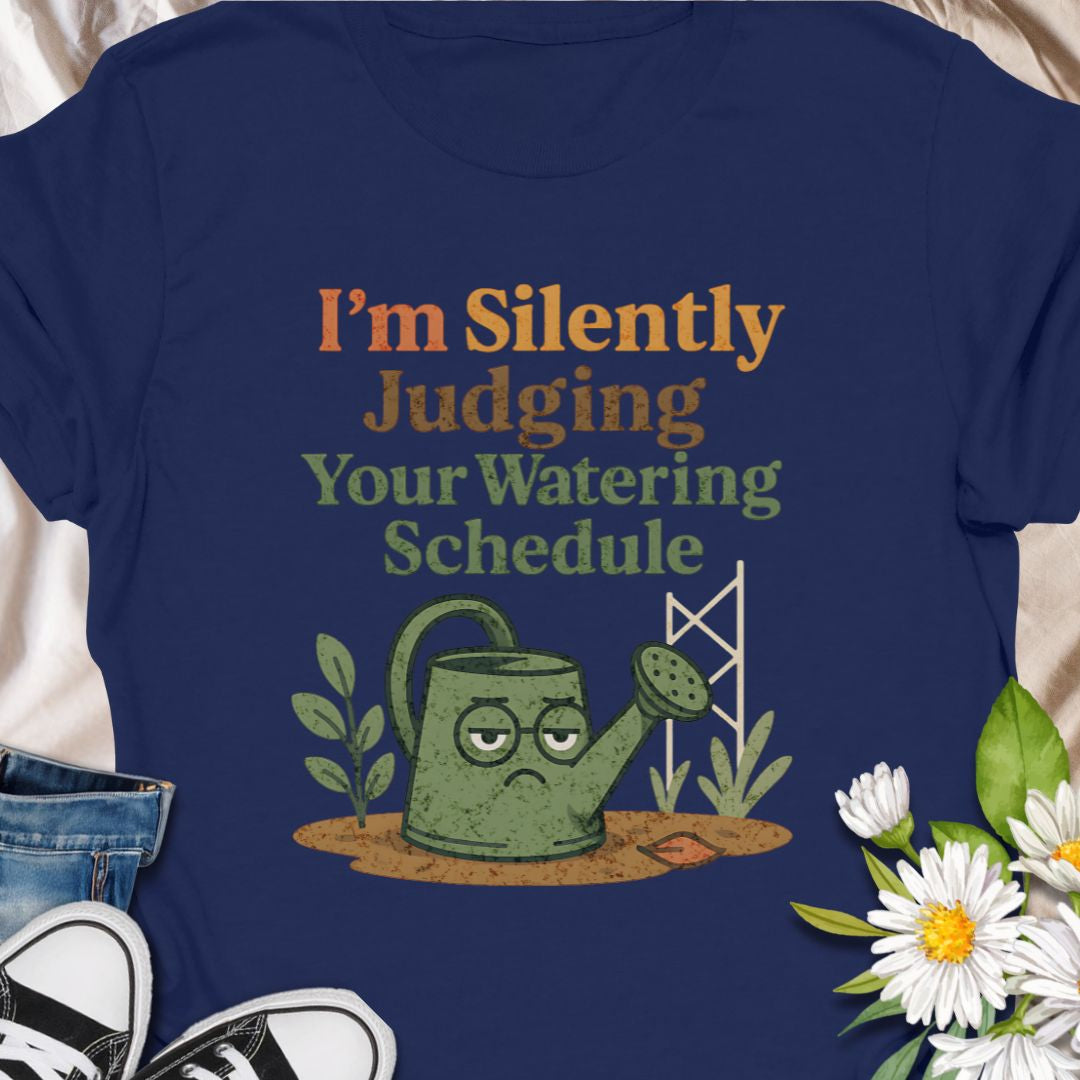 Show off your plant-parent sass with this “I’m Silently Judging Your Watering Schedule” tee featuring a grumpy watering can. A hilarious gift for  moms, dads, grandparents, anyone who enjoys their garden.  This tee shows a love for keeping  leafy friends happy, in a sarcastic way.   Ideal for houseplant lovers and garden geeks alike.