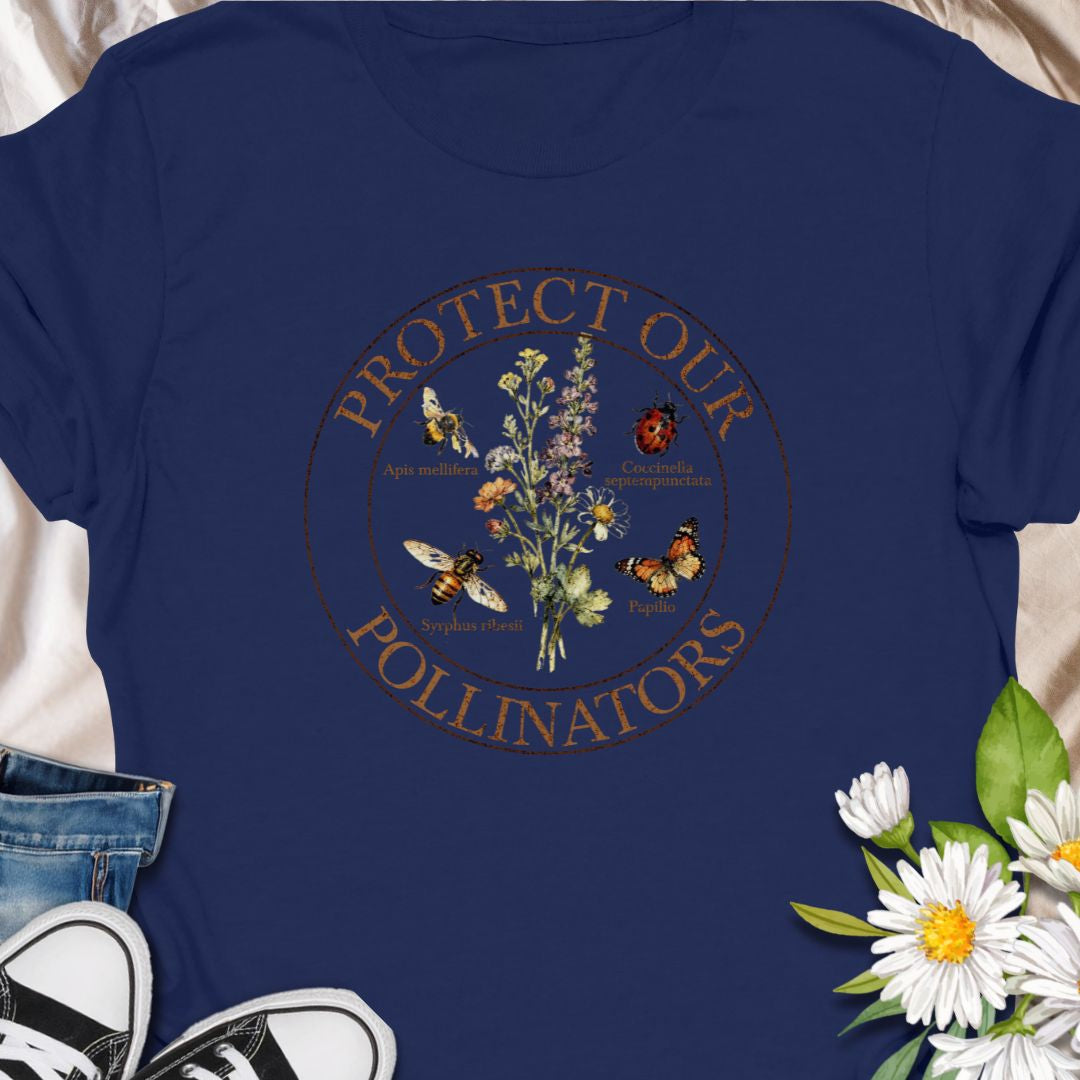 Celebrate the vital role of bees, butterflies, and other pollinators with this beautifully illustrated “Protect Our Pollinators” t-shirt. A meaningful gift for gardeners, nature lovers, and environmental advocates who want to raise awareness in style.