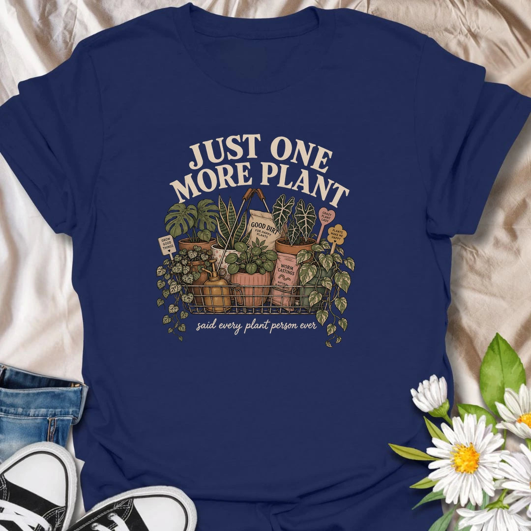 Funny houseplant t-shirt for plant people who always say “just one more plant.”
Features a shopping basket full of leafy houseplants, plant supplies, and charming vintage-style details.
Perfect for plant moms, houseplant collectors, indoor gardeners, and anyone proudly growing a plant obsession.