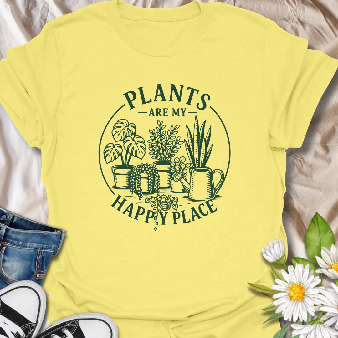 Plants Are My Happy Place t-shirt for anyone who feels calmer, happier, and more themselves around greenery.
The simple botanical line-art design gives this shirt a soft, timeless houseplant lover feel.
It is perfect for plant moms, indoor gardeners, and people who find comfort in tending their leafy collection.
A thoughtful gift for houseplant lovers who know their happiest place is wherever the plants are thriving.