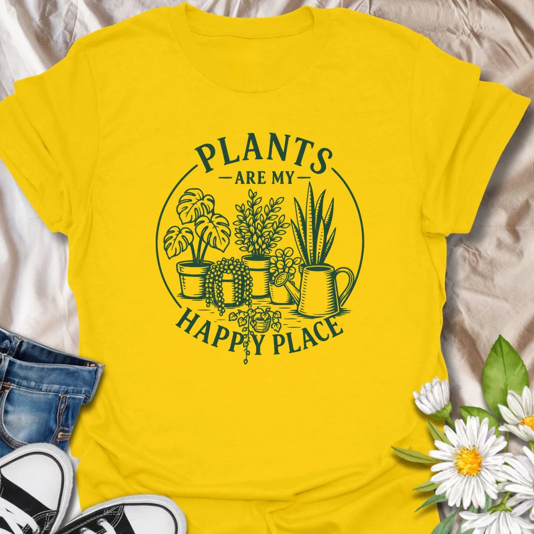 Plants Are My Happy Place t-shirt for anyone who feels calmer, happier, and more themselves around greenery.
The simple botanical line-art design gives this shirt a soft, timeless houseplant lover feel.
It is perfect for plant moms, indoor gardeners, and people who find comfort in tending their leafy collection.
A thoughtful gift for houseplant lovers who know their happiest place is wherever the plants are thriving.