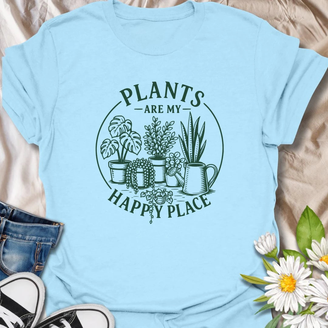 Plants Are My Happy Place t-shirt for anyone who feels calmer, happier, and more themselves around greenery.
The simple botanical line-art design gives this shirt a soft, timeless houseplant lover feel.
It is perfect for plant moms, indoor gardeners, and people who find comfort in tending their leafy collection.
A thoughtful gift for houseplant lovers who know their happiest place is wherever the plants are thriving.