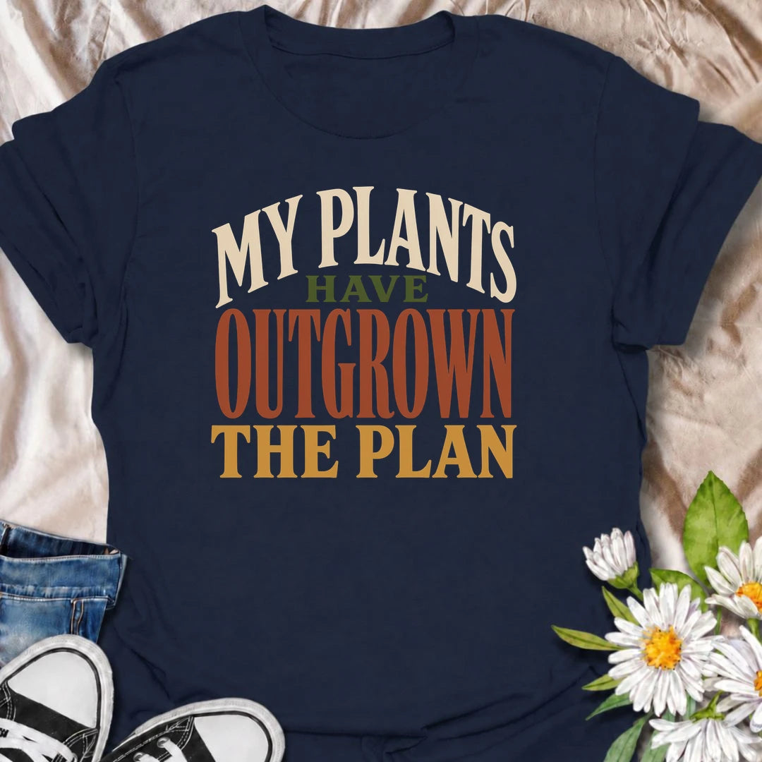 A funny plant T-shirt for anyone whose houseplant collection has grown far beyond the original plan. The phrase “My Plants Have Outgrown the Plan” is perfect for plant parents, indoor gardeners, and collectors who keep finding room for one more. Its bold typography makes the joke easy to read while keeping the design clean and wearable. It makes a great gift for houseplant lovers, pothos fans, and anyone living with an ever-expanding indoor jungle. Ideal for nursery trips, plant swaps, or everyday wear.