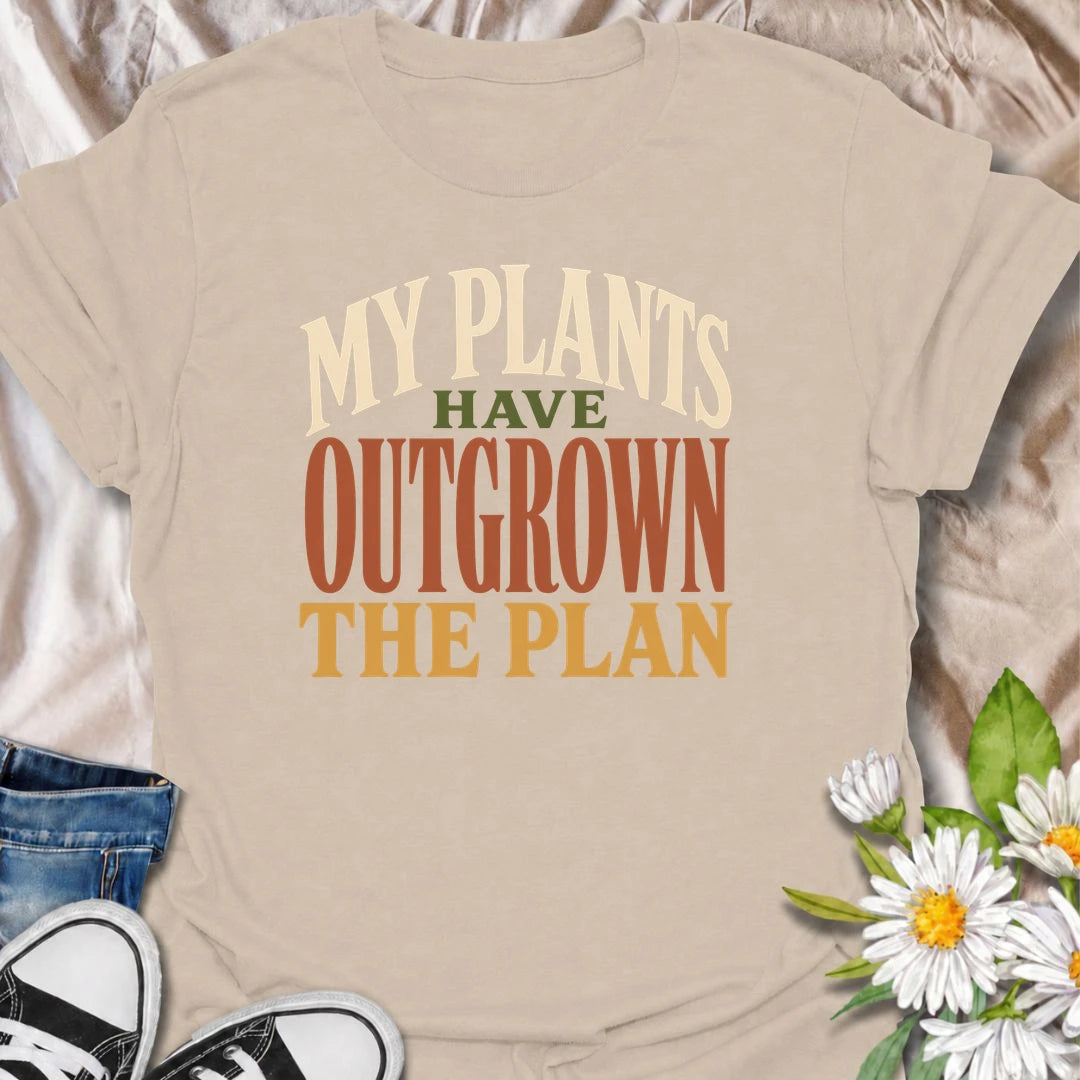 A funny plant T-shirt for anyone whose houseplant collection has grown far beyond the original plan. The phrase “My Plants Have Outgrown the Plan” is perfect for plant parents, indoor gardeners, and collectors who keep finding room for one more. Its bold typography makes the joke easy to read while keeping the design clean and wearable. It makes a great gift for houseplant lovers, pothos fans, and anyone living with an ever-expanding indoor jungle. Ideal for nursery trips, plant swaps, or everyday wear.