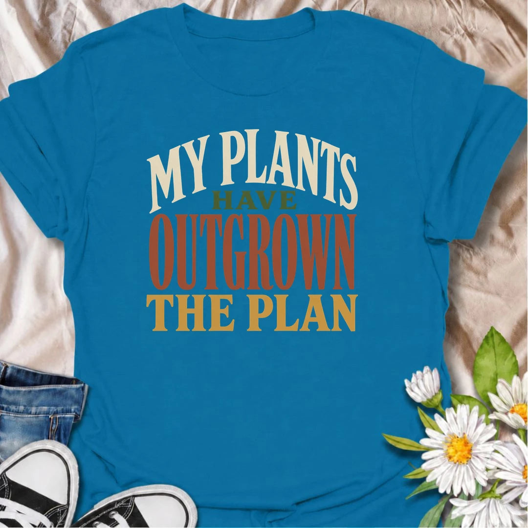 A funny plant T-shirt for anyone whose houseplant collection has grown far beyond the original plan. The phrase “My Plants Have Outgrown the Plan” is perfect for plant parents, indoor gardeners, and collectors who keep finding room for one more. Its bold typography makes the joke easy to read while keeping the design clean and wearable. It makes a great gift for houseplant lovers, pothos fans, and anyone living with an ever-expanding indoor jungle. Ideal for nursery trips, plant swaps, or everyday wear.