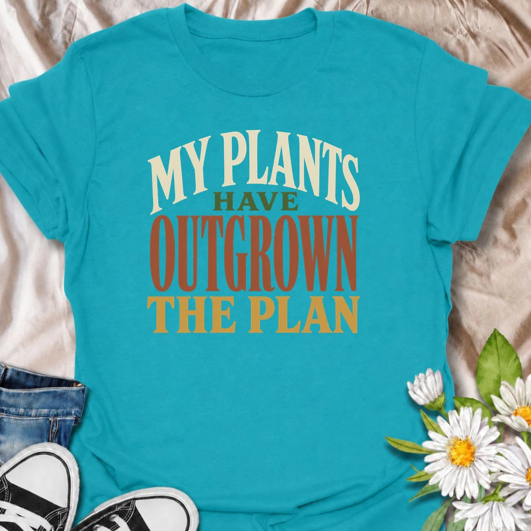 A funny plant T-shirt for anyone whose houseplant collection has grown far beyond the original plan. The phrase “My Plants Have Outgrown the Plan” is perfect for plant parents, indoor gardeners, and collectors who keep finding room for one more. Its bold typography makes the joke easy to read while keeping the design clean and wearable. It makes a great gift for houseplant lovers, pothos fans, and anyone living with an ever-expanding indoor jungle. Ideal for nursery trips, plant swaps, or everyday wear.