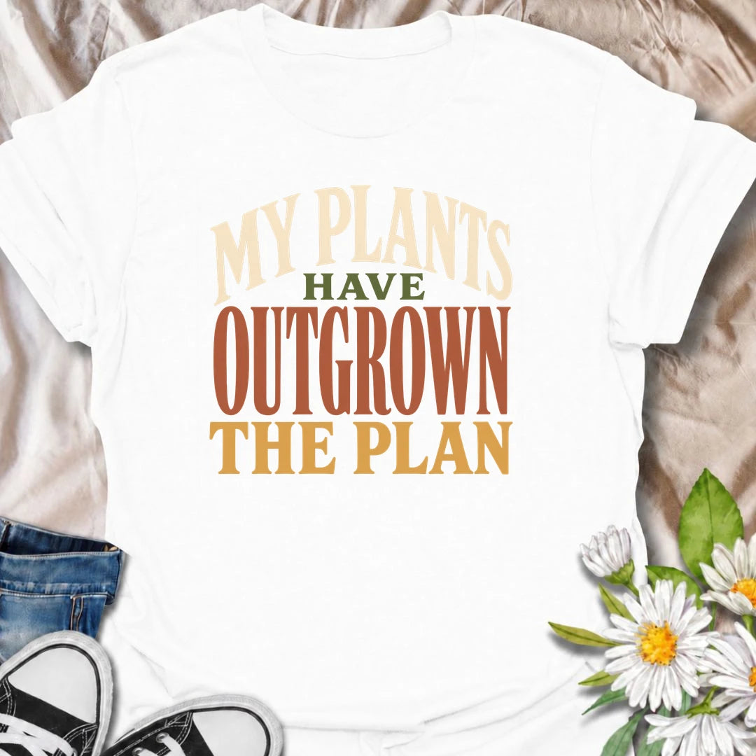 A funny plant T-shirt for anyone whose houseplant collection has grown far beyond the original plan. The phrase “My Plants Have Outgrown the Plan” is perfect for plant parents, indoor gardeners, and collectors who keep finding room for one more. Its bold typography makes the joke easy to read while keeping the design clean and wearable. It makes a great gift for houseplant lovers, pothos fans, and anyone living with an ever-expanding indoor jungle. Ideal for nursery trips, plant swaps, or everyday wear.