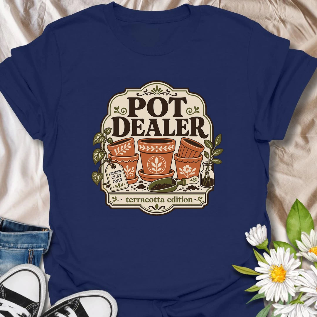 Funny gardening t-shirt with a playful “Pot Dealer” message and charming terracotta pot artwork.
This design is perfect for gardeners, plant lovers, and anyone obsessed with collecting beautiful pots.
A fun gift for plant moms, indoor gardeners, and terracotta lovers.