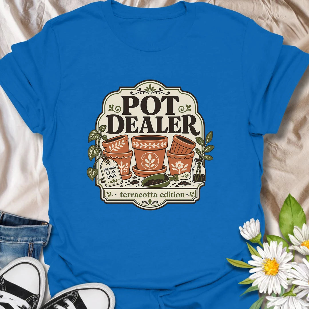 Funny gardening t-shirt with a playful “Pot Dealer” message and charming terracotta pot artwork.
This design is perfect for gardeners, plant lovers, and anyone obsessed with collecting beautiful pots.
A fun gift for plant moms, indoor gardeners, and terracotta lovers.