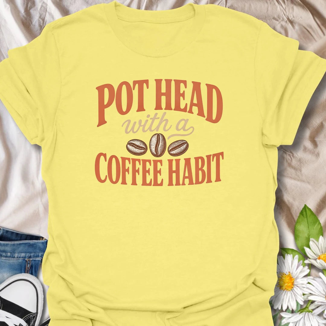 This Pot Head With A Coffee Habit t-shirt is perfect for plant lovers who run on caffeine and houseplant obsession. Featuring bold retro text with a coffee cup and coffee bean details, this funny botanical design is great for plant moms, plant dads, coffee lovers, indoor gardeners, and anyone who loves plants almost as much as their morning coffee.