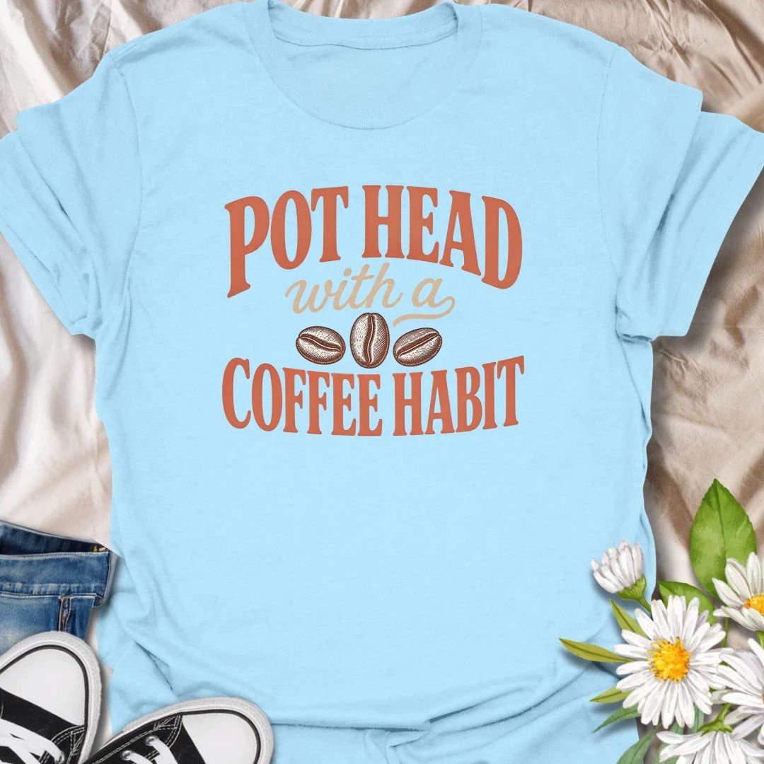 This Pot Head With A Coffee Habit t-shirt is perfect for plant lovers who run on caffeine and houseplant obsession. Featuring bold retro text with a coffee cup and coffee bean details, this funny botanical design is great for plant moms, plant dads, coffee lovers, indoor gardeners, and anyone who loves plants almost as much as their morning coffee.