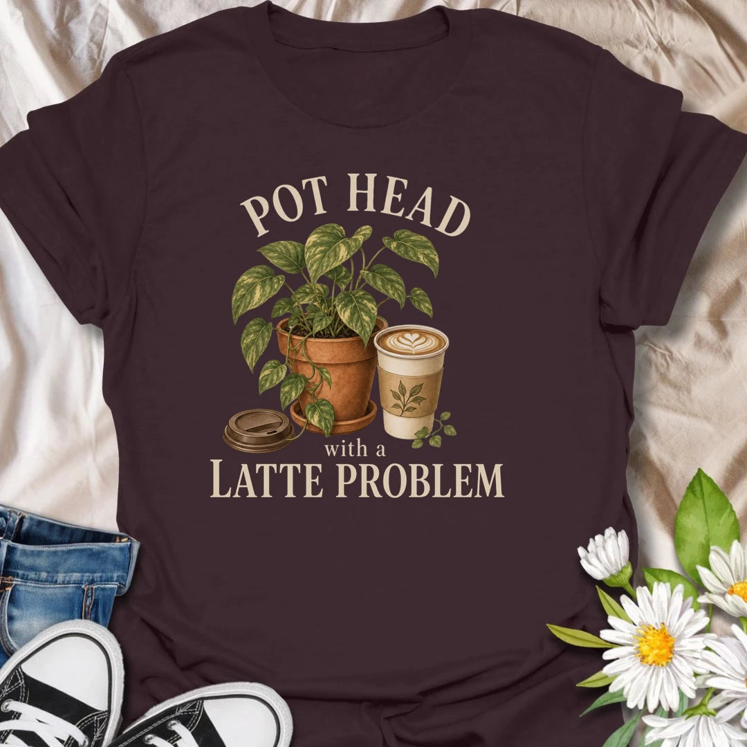 This Pot Head With a Latte Problem t-shirt is perfect for plant lovers, coffee drinkers, and anyone obsessed with cozy houseplant humor. Featuring a vintage-style potted plant display with a latte, this fun botanical design is great for plant moms, plant dads, houseplant collectors, and caffeine-fueled gardeners. A cute and relatable gift for anyone whose love of plants and coffee runs deep.