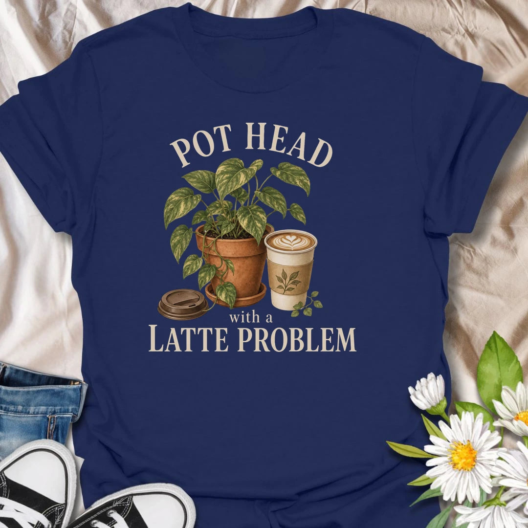 This Pot Head With a Latte Problem t-shirt is perfect for plant lovers, coffee drinkers, and anyone obsessed with cozy houseplant humor. Featuring a vintage-style potted plant display with a latte, this fun botanical design is great for plant moms, plant dads, houseplant collectors, and caffeine-fueled gardeners. A cute and relatable gift for anyone whose love of plants and coffee runs deep.