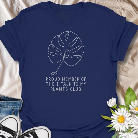 This Proud Member Of The I Talk To My Plants Club t-shirt is perfect for plant lovers who know houseplants are basically friends. Featuring a simple monstera leaf line-art design with clean minimalist text, this botanical tee is great for plant moms, plant dads, indoor gardeners, houseplant collectors, and anyone who happily chats to their plants.