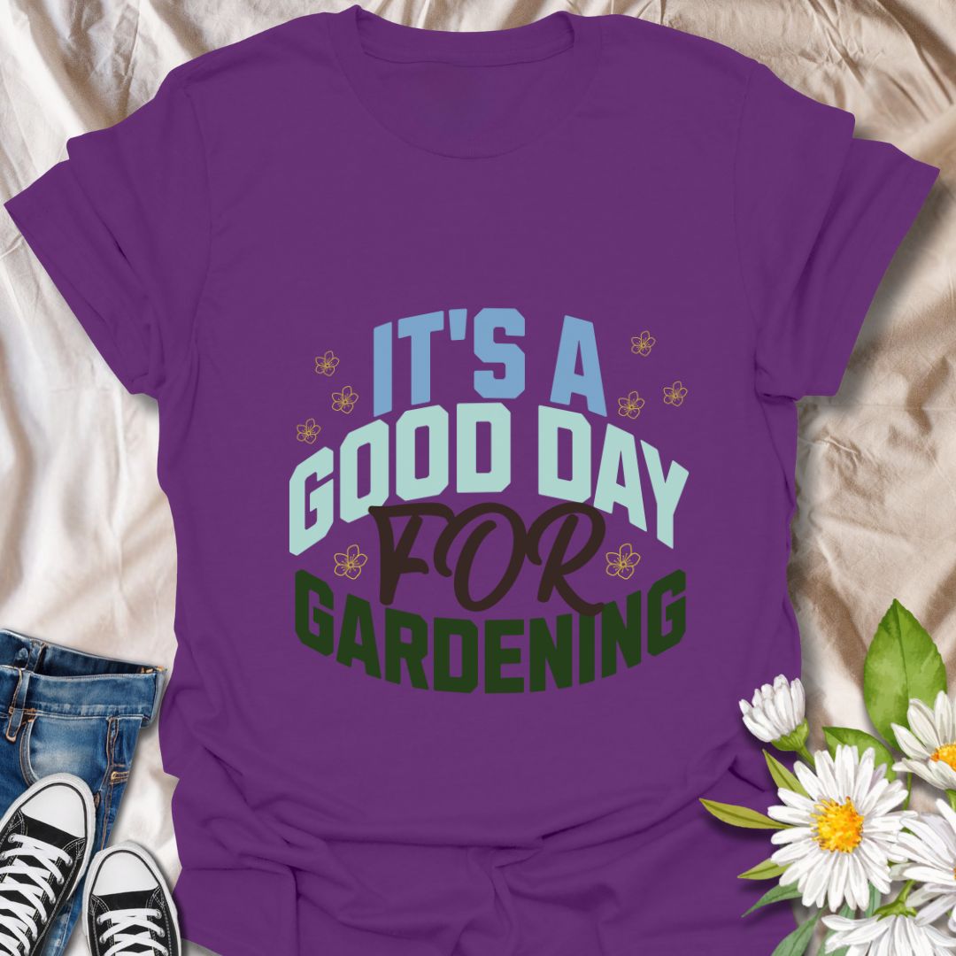 Brighten up your day with this “It’s a Good Day for Gardening” t-shirt. Whether you're planting, pruning, or just soaking in the sun, this vibrant graphic tee is perfect for garden enthusiasts who love making the most of every day outdoors.