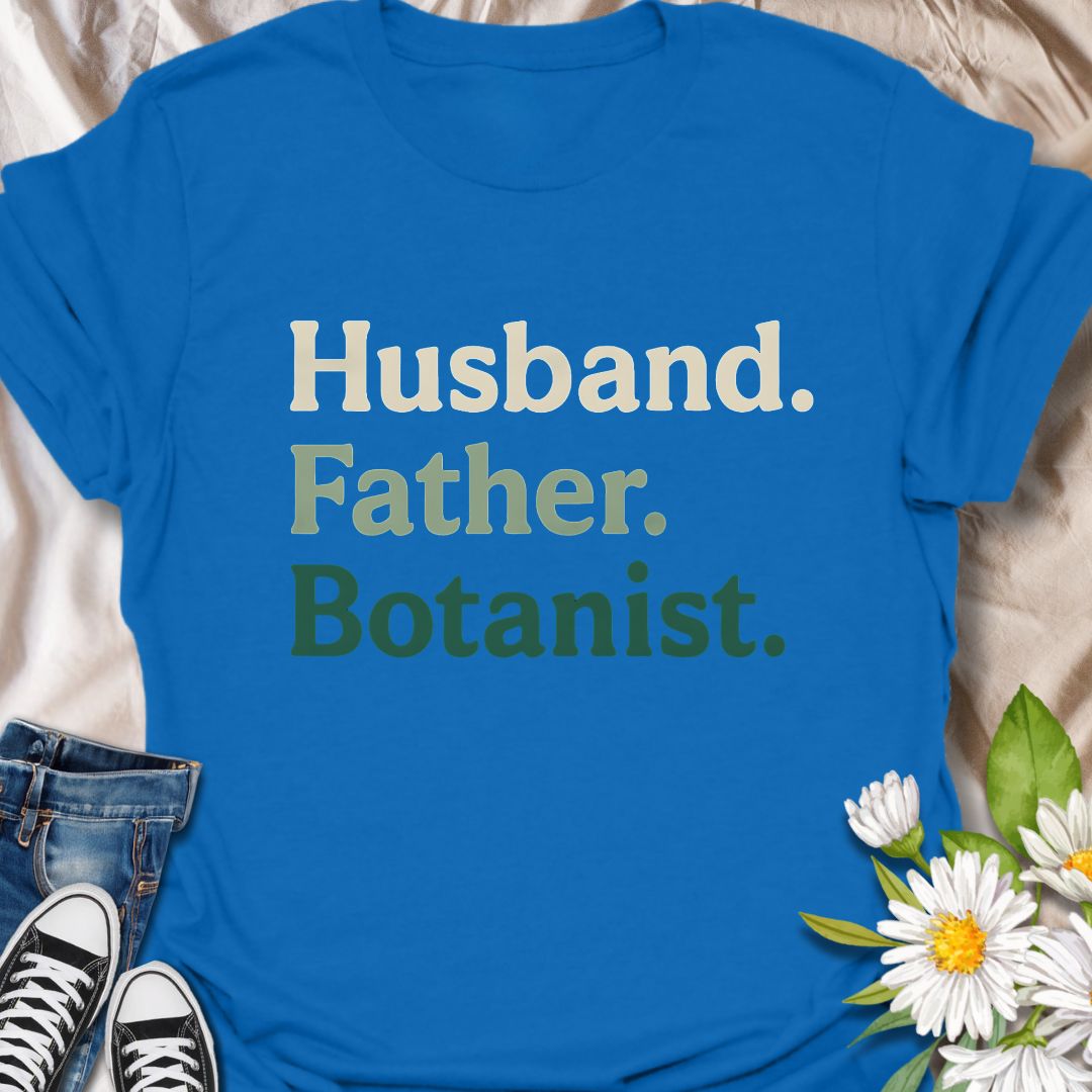 Celebrate every plant-loving man with this bold “Husband. Father. Botanist.” tee. A unique and thoughtful gift for dads who love gardening and botany.