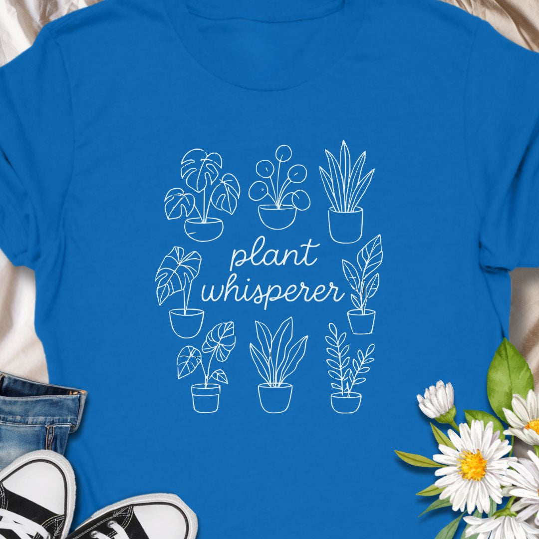 Speak fluent foliage with this "Plant Whisperer" t-shirt – a minimalist, hand-drawn design perfect for indoor plant lovers, proud plant parents, and botanical enthusiasts. A stylish and subtle gift for houseplant collectors and green-thumbed friends.