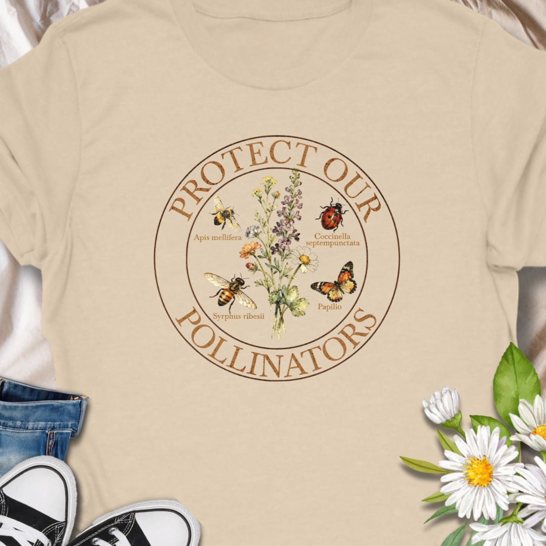 Celebrate the vital role of bees, butterflies, and other pollinators with this beautifully illustrated “Protect Our Pollinators” t-shirt. A meaningful gift for gardeners, nature lovers, and environmental advocates who want to raise awareness in style.