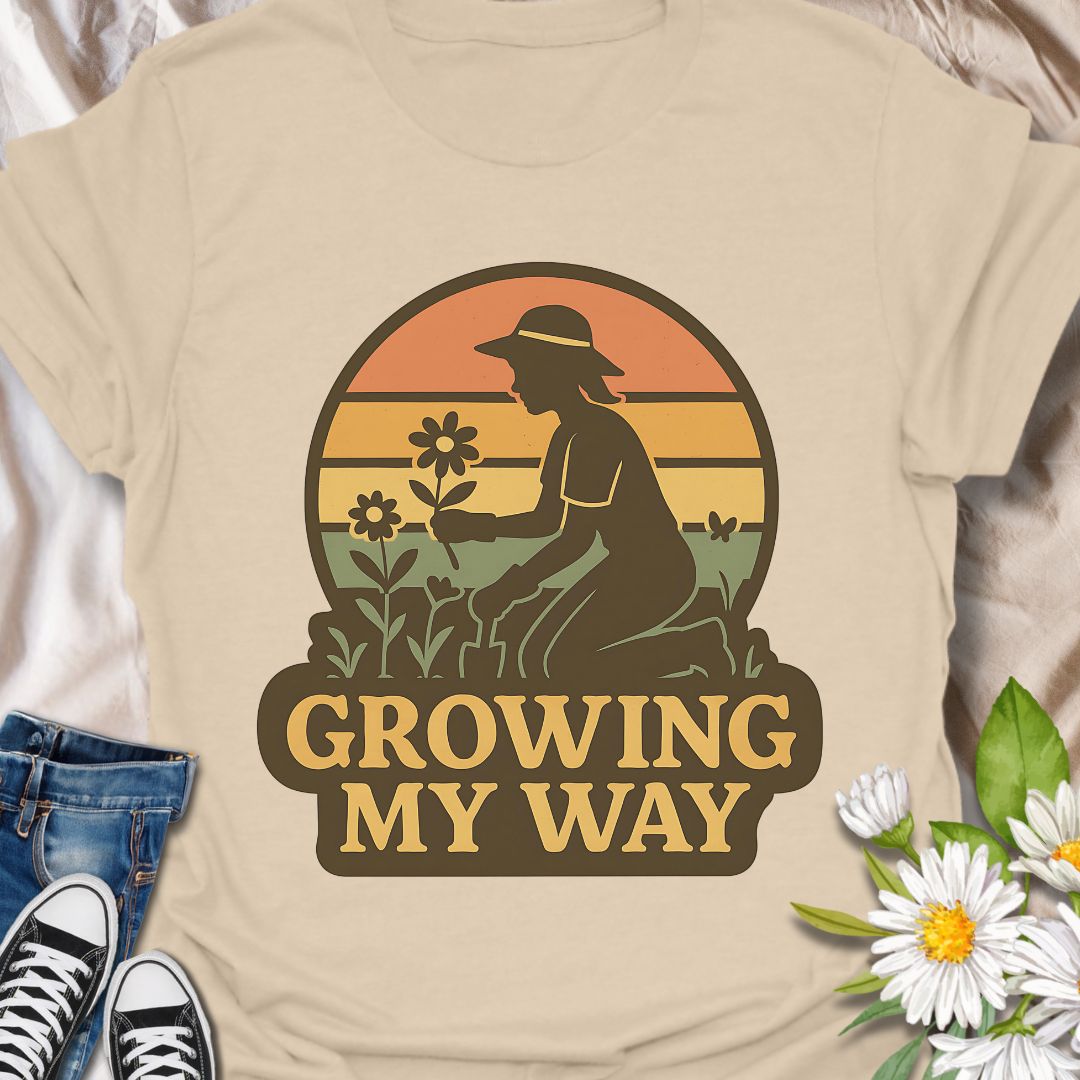 Celebrate your love for gardening and independence with this empowering "Growing My Way" t-shirt. Featuring a vintage-style silhouette and floral design, it’s perfect for plant lovers who grow at their own pace. A thoughtful gift for gardeners, homesteaders, and green-thumbed souls.