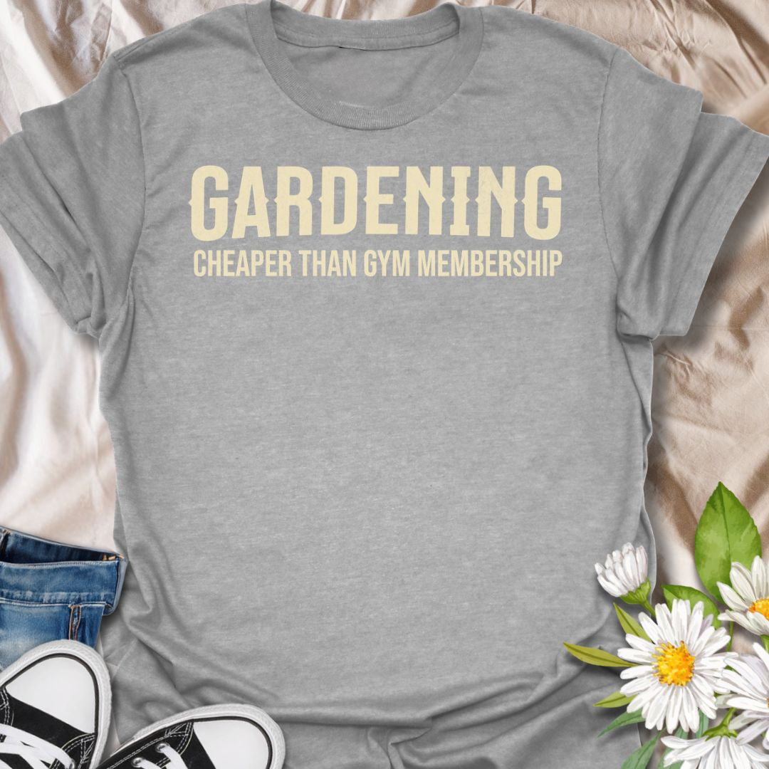 This Gardening Cheaper Than Gym Membership t-shirt is made for gardeners who know digging, planting, weeding, and hauling soil absolutely counts as a workout. Featuring bold cream typography on a clean text-only layout, this design has a funny, easy-to-wear garden-humor feel. Perfect for gardeners, plant lovers, backyard growers, vegetable gardeners, flower fans, and anyone who gets their exercise in the garden.