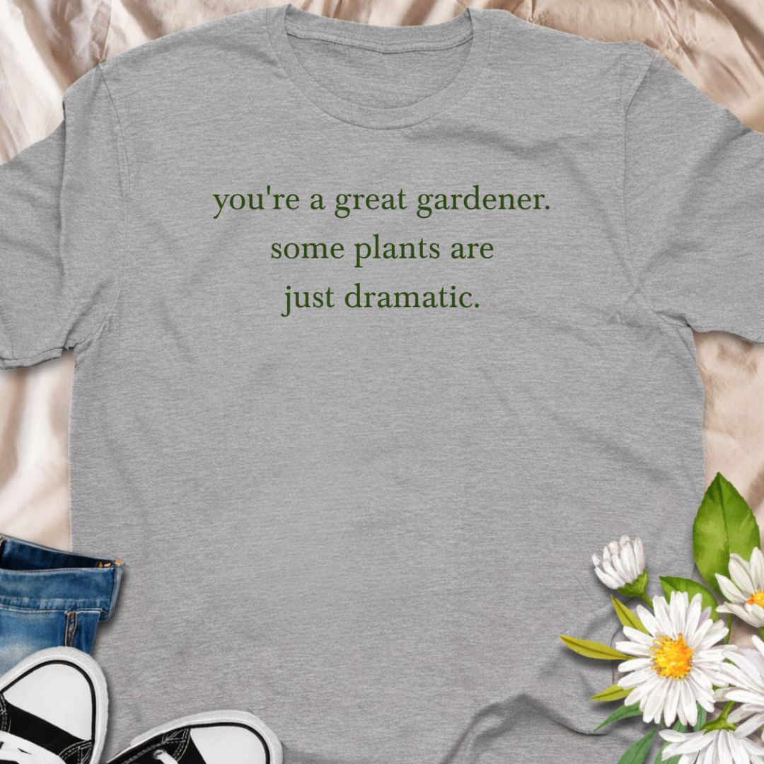 A relatable plant humor t-shirt reminding every plant lover that sometimes it’s not you — it’s the plants. Perfect for gardeners, houseplant parents, and anyone who knows dramatic plants are part of the journey. A fun, minimalist botanical tee and a great gift for plant moms, plant dads, and indoor gardeners.