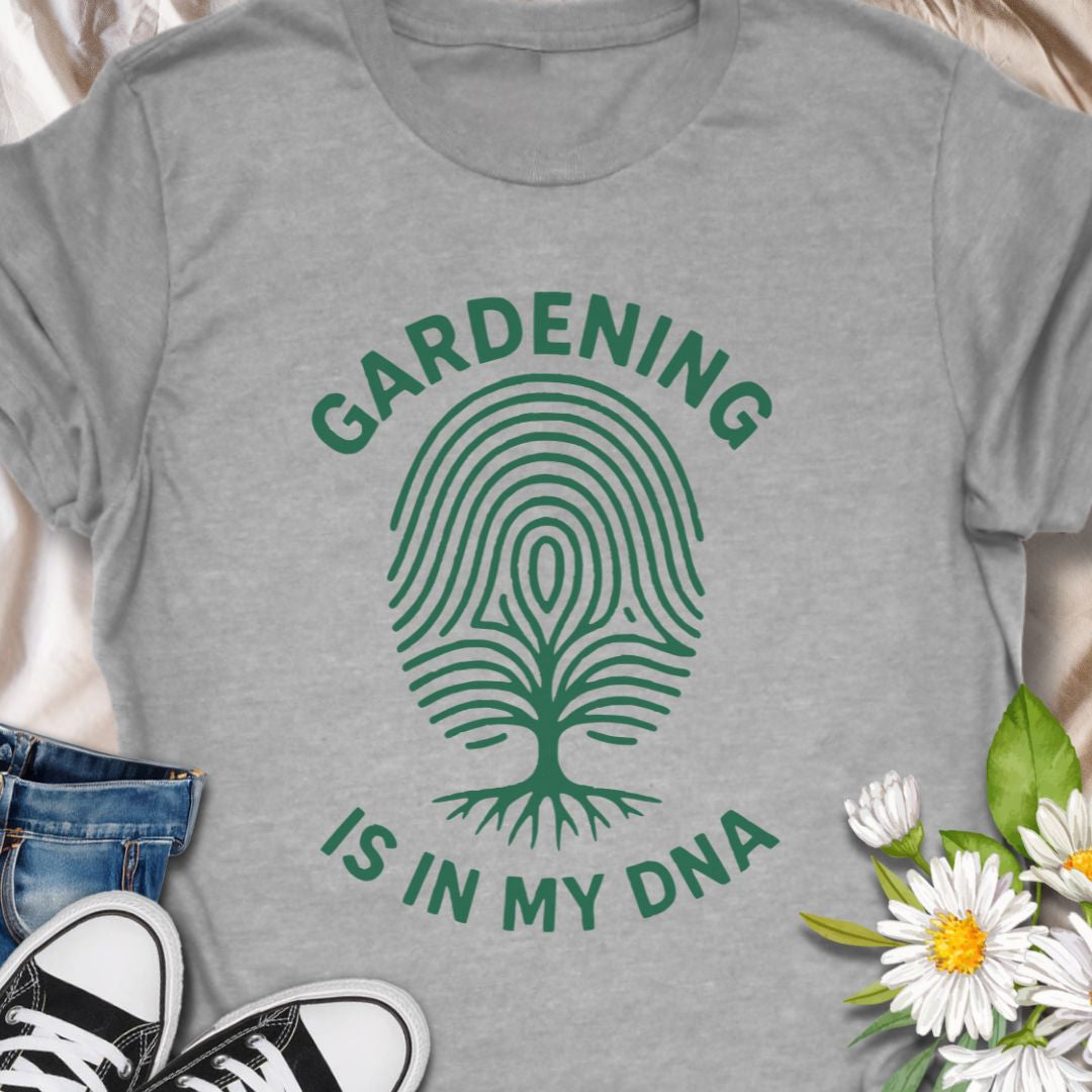 Celebrate your green thumb with this “Gardening Is in My DNA” t-shirt, featuring a unique fingerprint tree design. Perfect for plant lovers, garden enthusiasts, and horticulture fans who feel a deep-rooted connection to the soil. A great gift for gardeners and nature lovers alike.