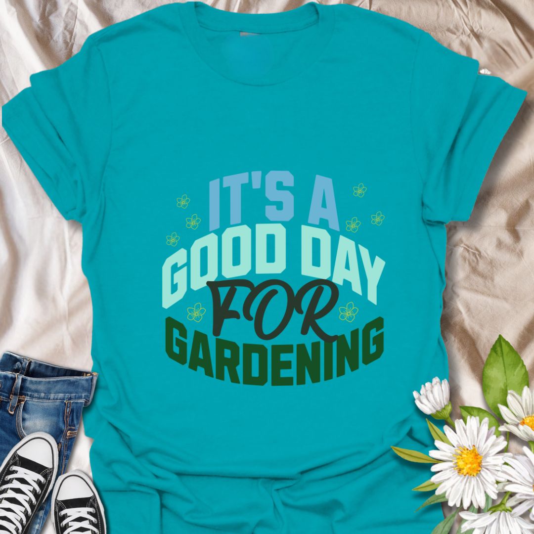 Brighten up your day with this “It’s a Good Day for Gardening” t-shirt. Whether you're planting, pruning, or just soaking in the sun, this vibrant graphic tee is perfect for garden enthusiasts who love making the most of every day outdoors.