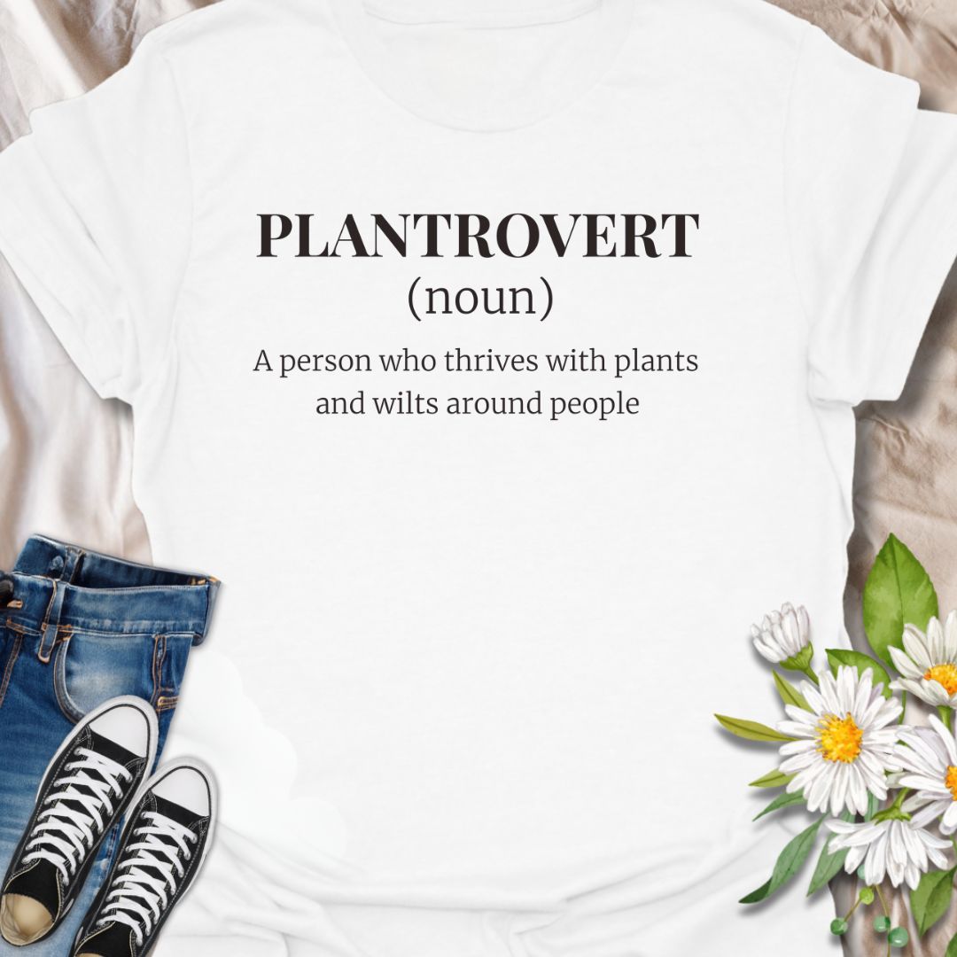 Celebrate your love for plants and introverted peace with this witty “Plantrovert” definition t-shirt. Ideal for plant parents, indoor gardeners, and quiet souls who bloom in solitude. A perfect gift for plant lovers with a sense of humor and a preference for green over gossip.