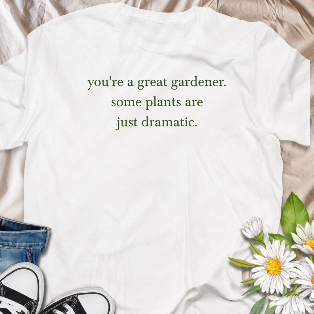 A relatable plant humor t-shirt reminding every plant lover that sometimes it’s not you — it’s the plants. Perfect for gardeners, houseplant parents, and anyone who knows dramatic plants are part of the journey. A fun, minimalist botanical tee and a great gift for plant moms, plant dads, and indoor gardeners.